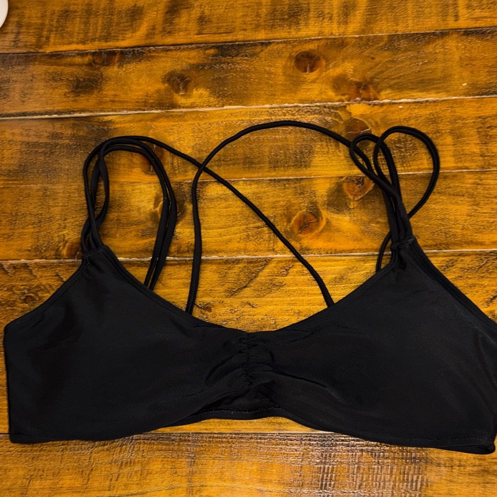 Aerie Size‎ L Scoop Neck Black Women's Strappy Bikini top